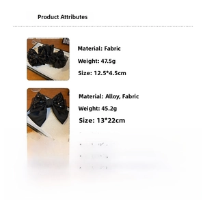 Detailed size specifications for lace sequin and satin bow hair clips with dimensions
