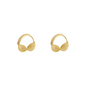 Golden twisted hoop earrings with elegant metal texture on a clean white background