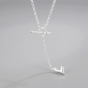925 Sterling Silver Heart Pendant Necklace For Women Minimalist OT Buckle Tassel Chain Choker Statement Jewelry Gift