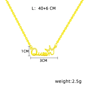 Detail view of Queen letter pendant with dimensions 3x1cm and 46cm adjustable chain