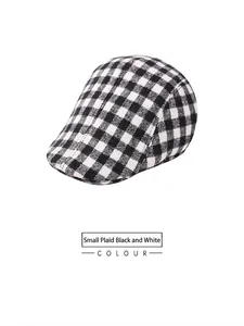 Classic black and white houndstooth beret hat in British vintage style for women