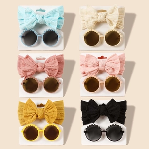 6er-Set Baby-Stirnbänder mit Schleife und Gänseblümchen-Sonnenbrillen in bunten Farben