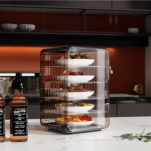5-layer transparent food storage cover in dark tea brown for modern kitchen organization