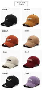 Vue détaillée de casquettes de baseball en velours côtelé en huit coloris avec broderie