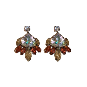 Vintage-Ohrhänger mit Zirkonia-Kristallbesatz und geometrischem Schild-Design für Damen