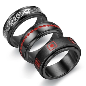 Men Titanium Steel Spinner Ring Stress Relief Dragon Pattern Dice Celtic Knot Punk Rotating Band Ring Fashion Jewelry Gift
