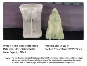 Ghost groom silicone mold dimensions detail for DIY Halloween skull candle making