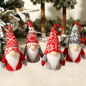 Illuminated Christmas knitted gnome doll set with glowing LED lights and hanging loops