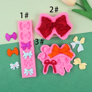 Detailed pink silicone bow molds for cake decorating and DIY handmade soap crafting
