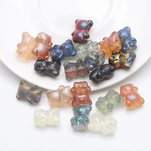 Detailed view of 12x14mm colorful 3D bear crystal pendants for DIY jewelry making