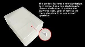 Close-up of the non-slip buckle design on the transparent stackable drawer storage box