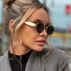 Retro Oval Sunglasses For Women UV400 Protection Metal PC Frame Vintage Round Sun Glasses Fashion Trendy Outdoor Eyewear
