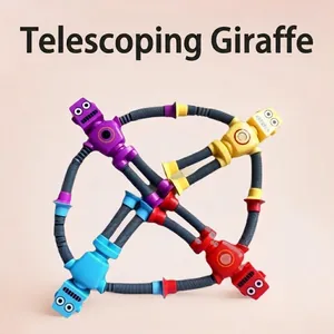 Robot suction cup telescopic tube toys in a set of four bright colors for sensory play