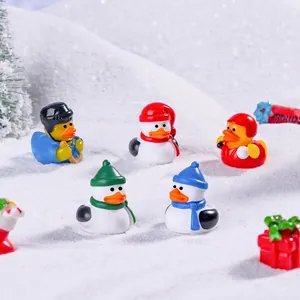 Christmas duck and penguin winter sports miniature resin figurines for holiday decor