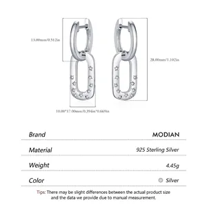 925 sterling silver geometric drop earrings with star pattern and dimensions