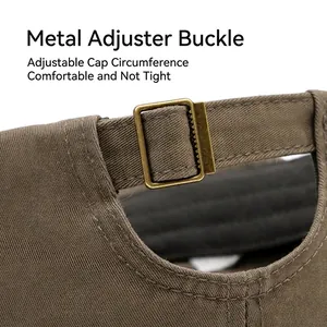 Men's cotton military cap featuring adjustable vintage metal buckle and washed fabric