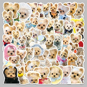 Set of 50 cute Yorkshire Terrier waterproof stickers for decorating cups and laptops