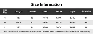 Detailed size chart for printed V-neck jumpsuit showing measurements in centimeters