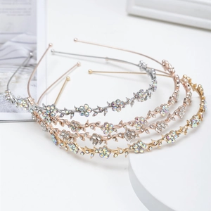 Elegant Floral Rhinestone Headband Alloy Artificial Pearl Hair Hoop For Wedding Party Women Bridal Hair Accessories Decoration