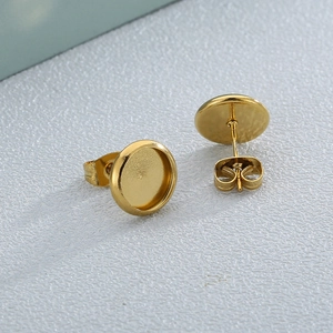 Minimalist Round Disc Stud Earrings 18K Gold Plated Stainless Steel Geometric Jewelry For Women