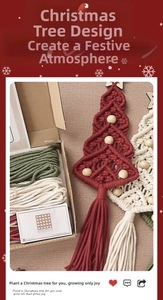 DIY handmade woven Christmas tree kit with cotton ropes, beads and star topper