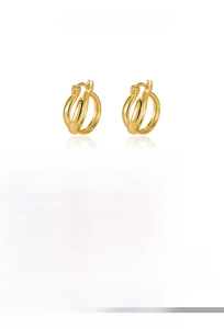 Detail showing S925 sterling silver double-layer interlaced hoop earrings size 15x18mm