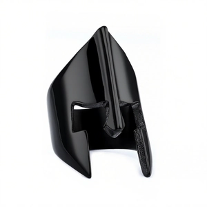 Retro black stainless steel Spartan helmet warrior ring for men with punk style