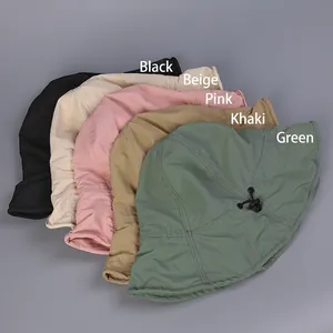 Foldable sun bucket hats for women in black, beige, pink, khaki, and green colors