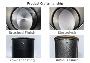 Detailed macro view showing brushed, electrolytic, sprayed, and vintage finish options
