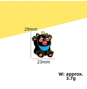 Detailed size and weight specs for a cute black cat enamel DIY pendant with dimensions
