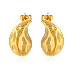 Orecchini a lobo a goccia placcati in oro 18K con finitura martellata per donna