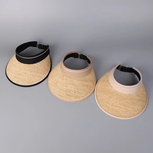 Visières de soleil en raphia noir, camel et beige avec boucles en métal réglables