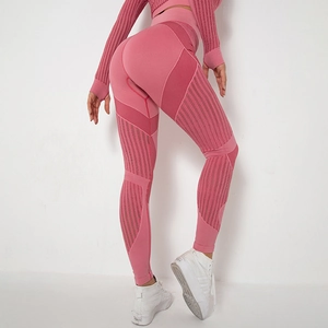 Damen Seamless Yoga Leggings Hohe Taille Push Up Mesh Aussparung Atmungsaktiv Elastisch Fitness Fitnessstudio Trainingshose