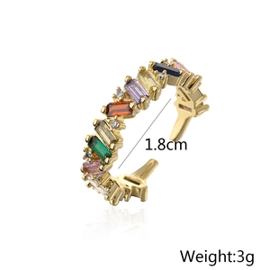 Detail view of rainbow cubic zirconia ring with 1.8cm diameter and 3g weight specs