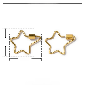 Golden star-shaped stainless steel screw lock clasp for DIY jewelry making 24x20mm