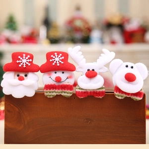 Christmas Luminous Brooch Plush Cloth Santa Snowman Reindeer Bear LED Glowing Pin Festive Party Accessories For Kids
