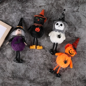 Set decorazioni Halloween con strega zucca fantasma e gatto nero in peluche