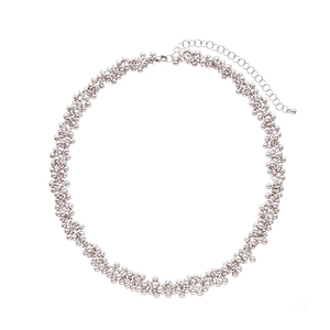 Vintage silver metallic beaded necklace with dense clusters and adjustable lobster clasp