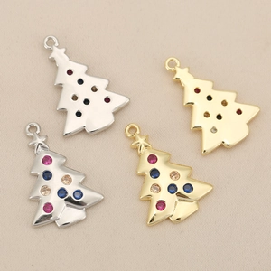 Sparkling Christmas tree pendant with colorful zircon stones in gold and silver finish