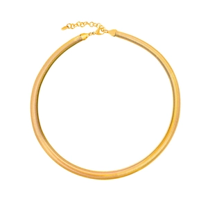 Flat herringbone snake chain necklace in gold-plated stainless steel with lobster clasp