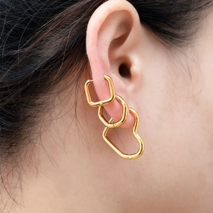 Boucles D'oreilles Créoles Géométriques Plaquées Or 18K Acier Inoxydable Carré Cœur Hexagone Bijoux Mode Pour Femmes Élégant