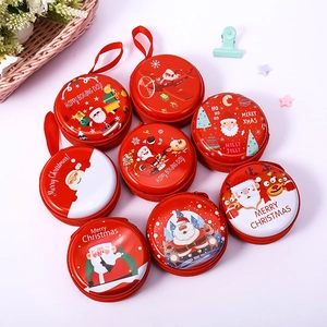 Blech Münzbörse Mini Rund Quadratisch Kopfhörertasche Reißverschluss Trageband Cartoon Jahr Des Pferdes Weihnachtsgeschenk Kinder