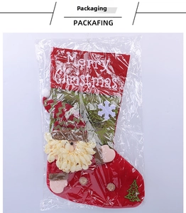 Detail view of 3D Santa Claus Christmas stocking with Merry Christmas embroidery