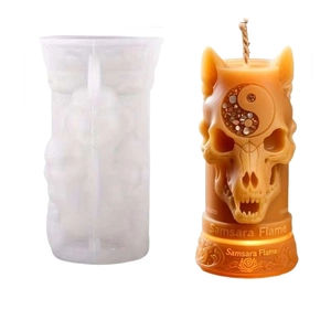 Silikonform für Totenkopf-Kerzen mit Tai-Chi-Muster und Samsara Flame Design