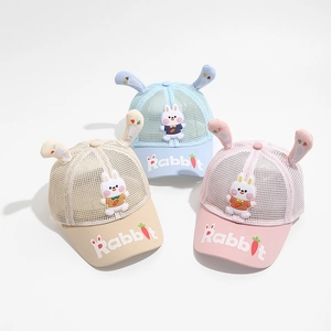 Casquettes de baseball en mesh pour enfants avec oreilles de lapin mignonnes pour l'été