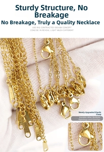 Detail of 40cm gold stainless steel chain showing the upgraded lobster clasp mechanism