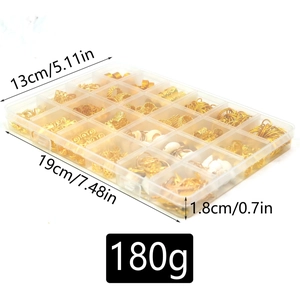 314-piece gold and silver hair braid rings and charms set in transparent storage box