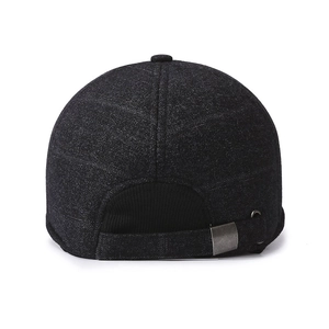Casquette de baseball en laine pour hommes gris foncé avec boucle métallique ajustable
