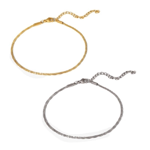 Sparkling minimalist anklet set in gold and silver finish with lobster clasp closure