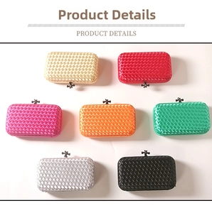 Polyester hard case evening clutch bags in multiple colors with woven texture